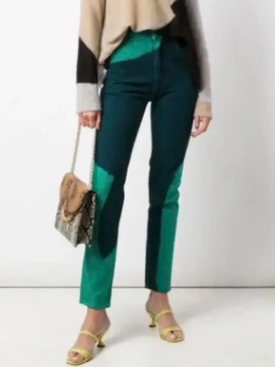 Eckhaus Latta Denim - ECKHAUS LATTA blue green straight leg pants size 26
